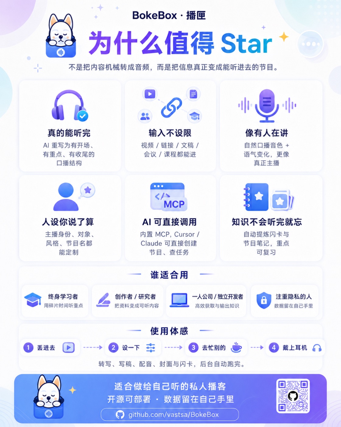 BokeBox 制作页：上传内容并配置人设与音色